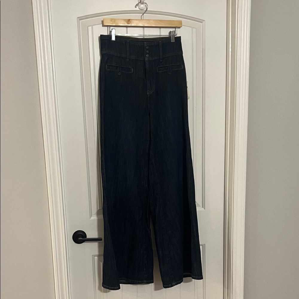 Pilcro Dark Wide-Leg Jeans with cute pocket detail